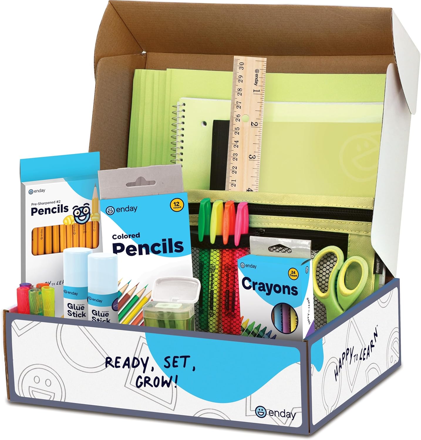 Back to School Supplies for Kids, Green School Supply Box Premium Quality Kids School Supplies Kit, Kindergarten School Supplies for Girls and Boys, 78 Piece Set