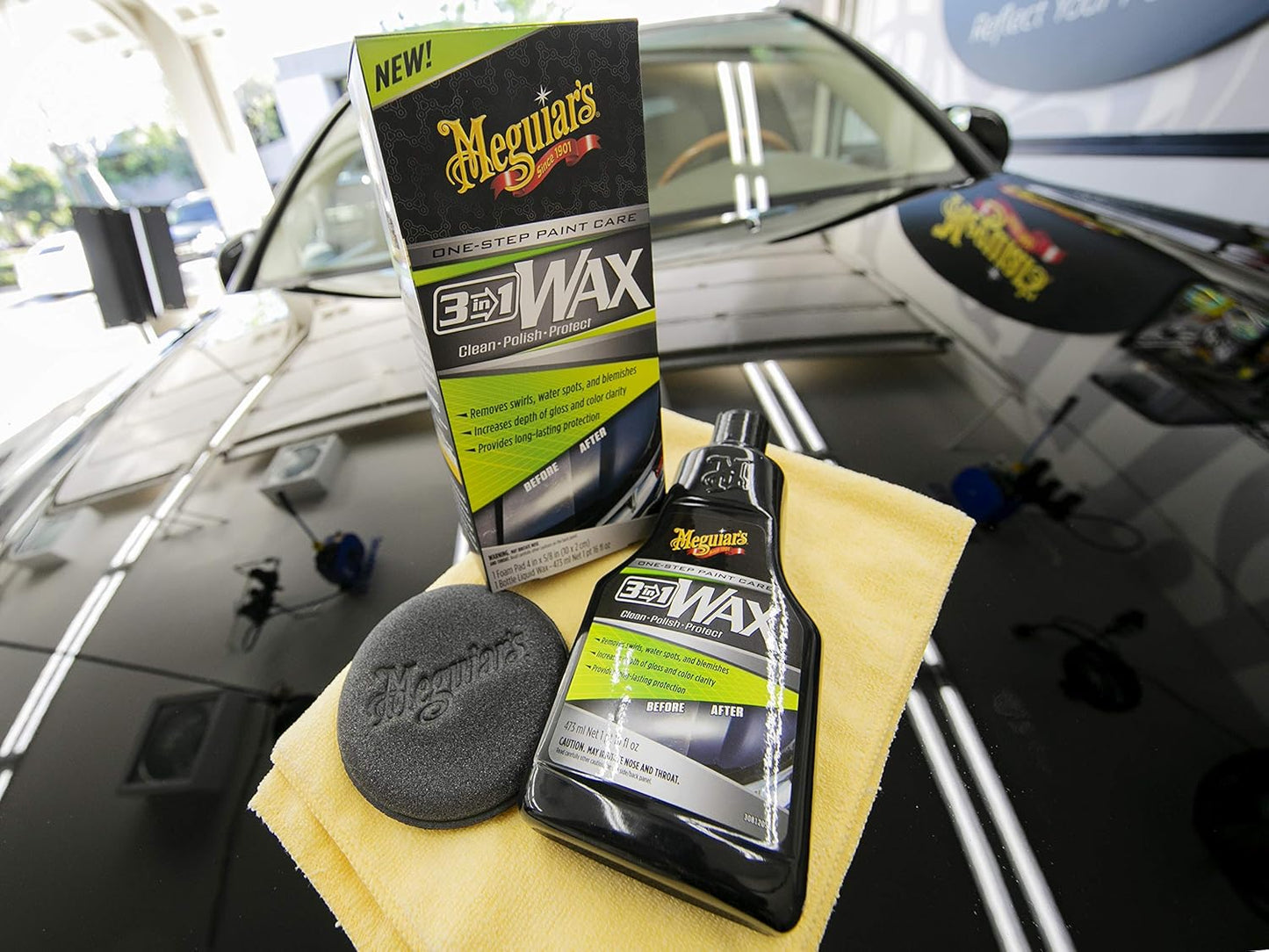 Meguiar’s 3-In-1 Wax – Gevorderde Skoonmaakwas wat Defekte en Krapverwydering, Karpolering vir ’n Hoë Glans Saamsmelt (16 Oz)