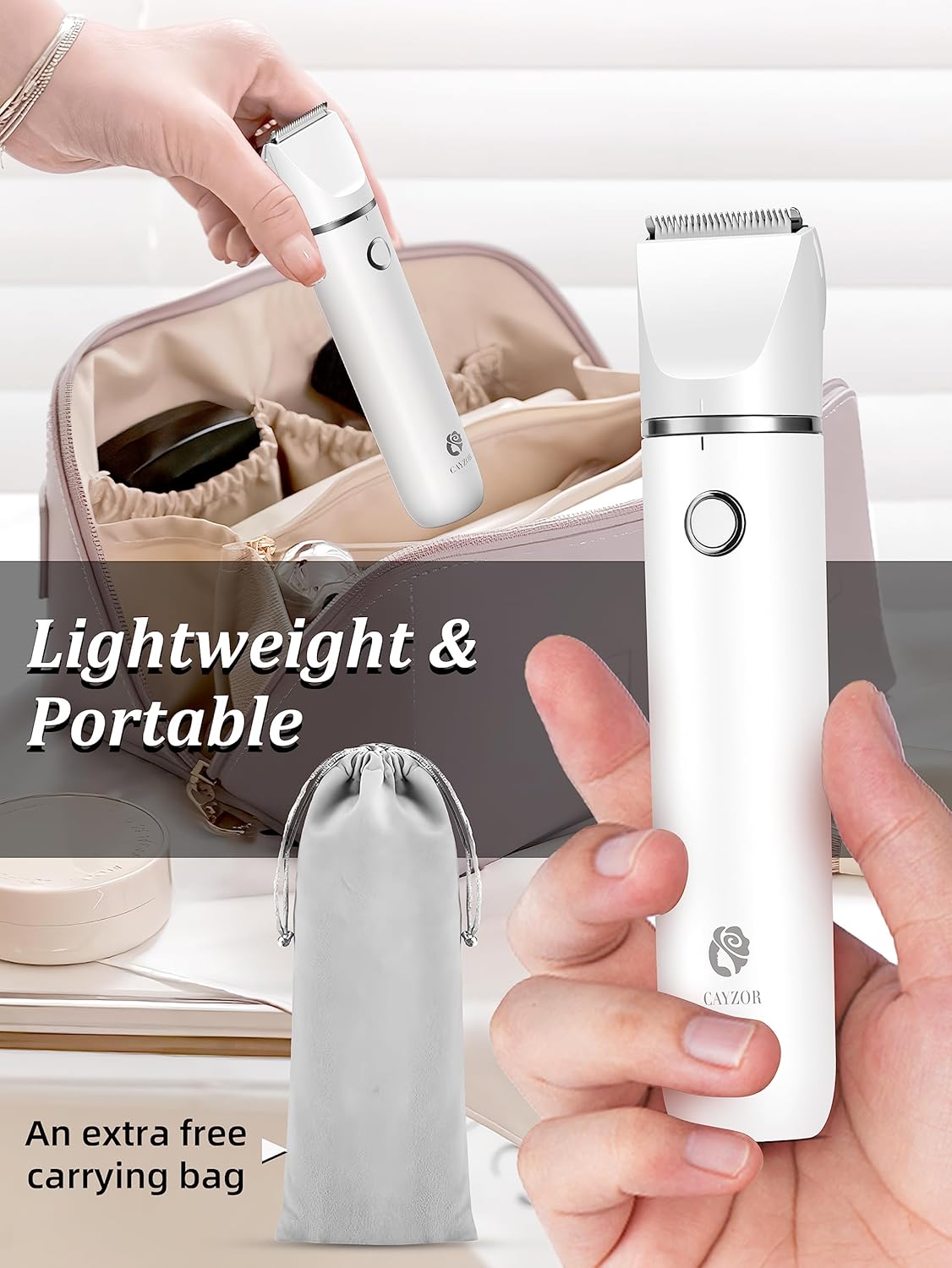 Bikini Trimmer and Shaver Kit - 2-in-1 Wet/Dry Electric Body Hair Trimmer Facial Hair Removal Cordless Waterproof (White)