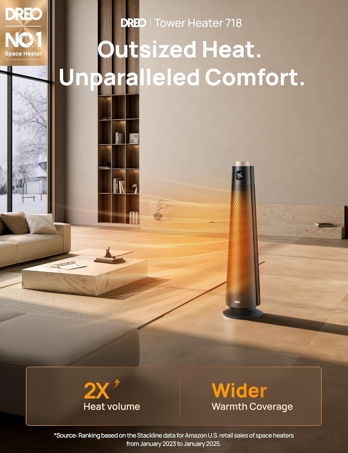 Ruimteverwarmer Groot Kamer, 30" Elektries met Afstandbeheer, 120° Ossillasie, Verstelbare Termostaat, 5 Hitte- en 3 Waaiervlakke, 8 Veiligheidsbeskermings, 25dB Stil, 1-12H Tydhouer - Goud