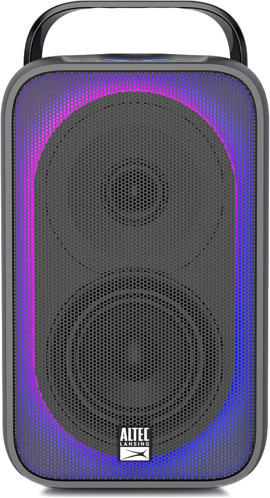 Altec Lansing Shockwave Koordlose Luidspreker 60W Bluetooth-luidspreker met 'n Langdurige 6 Uur Battery, Multi LED Partymodusse, Veelvuldige Basversterkingsmodusse, Partytjie Sinkronisering