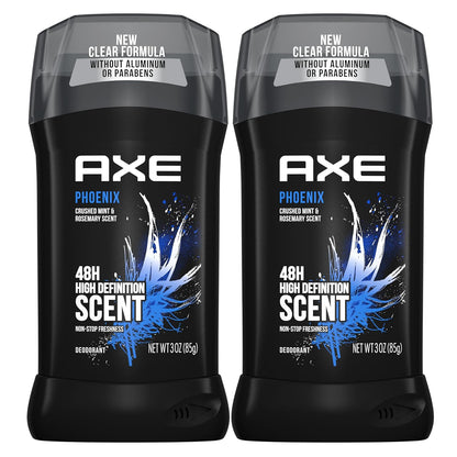 AXE Dual Action Deodorant Stick For Long Lasting Odor Protection, Phoenix Crushed Mint & Rosemary Scent - 3oz (Pack of 2)