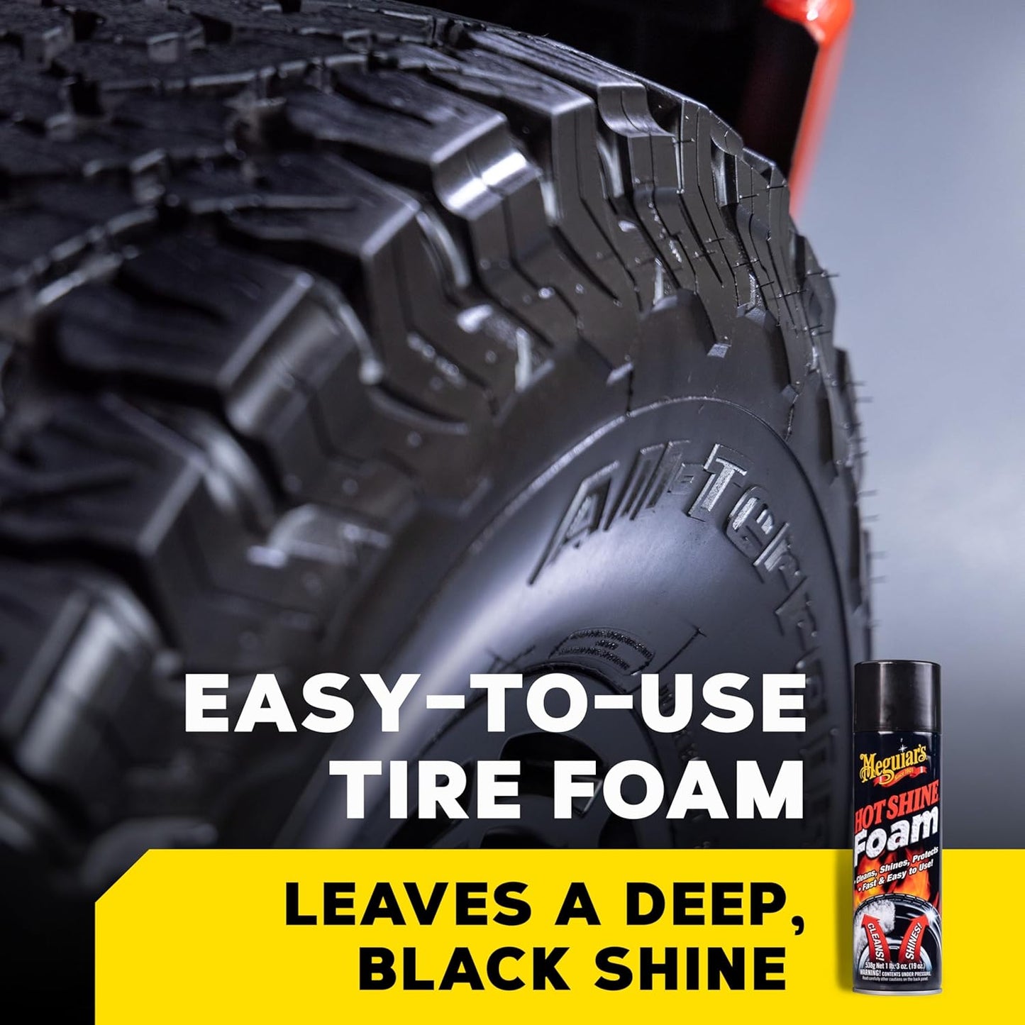 Meguiar's Hot Shine Bandskuim, Hoëglans Bandskuim Wat Skoonmaak, Laat Blink en Beskerm - Swart Glans - (538 g)