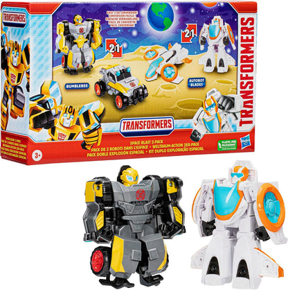 Transformers Toys Space Blast (2-Pack) Bumblebee and Autobot Blades 4.5-Inch Action Figures, Preschool Robot Toys (Ages 3 and Up)