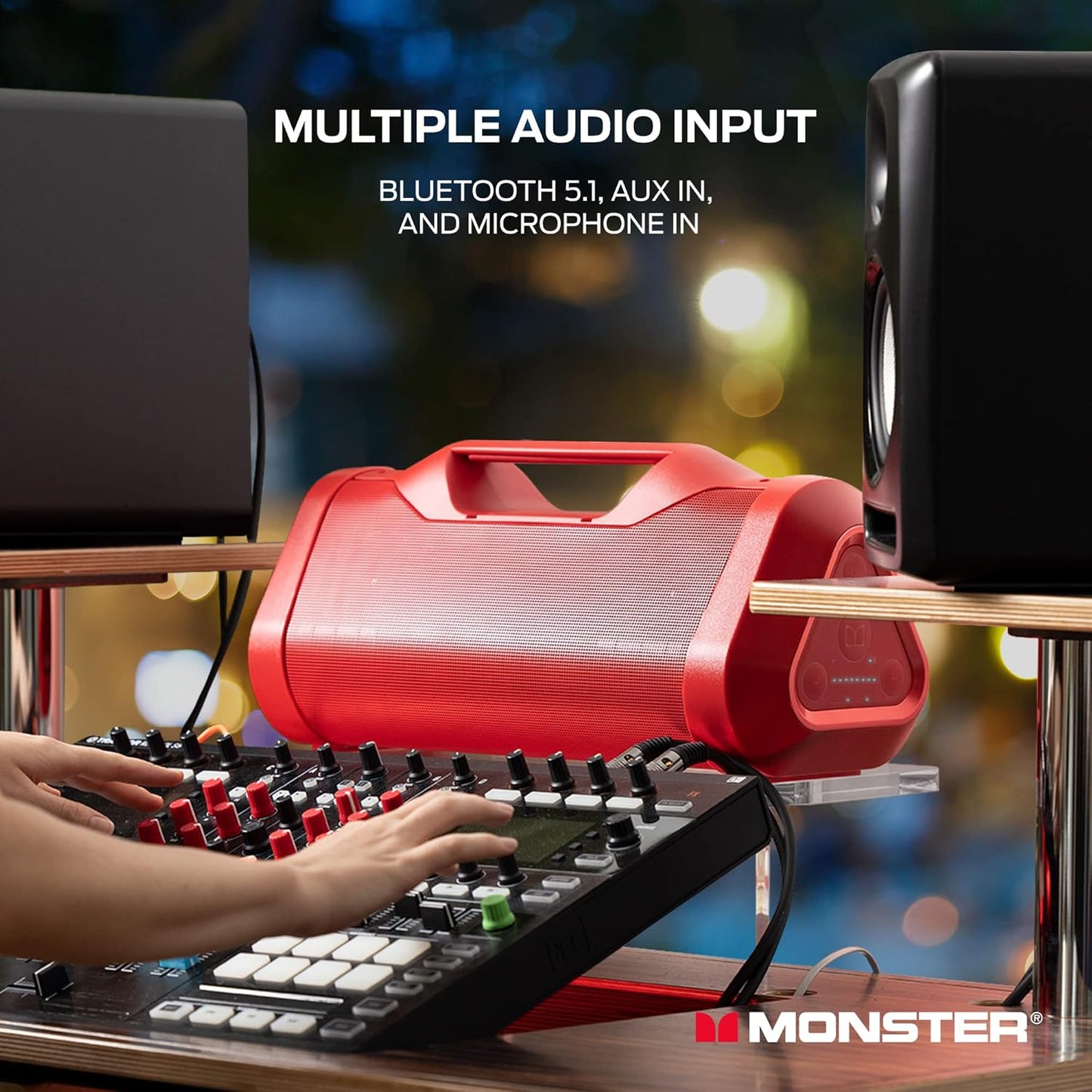 Monster Blaster 3.0 Portable Speaker, 120W Wireless Bluetooth Speaker, IPX5 Rechargeable Waterproof Bluetooth Speaker with USB Charge Out & Aux Input