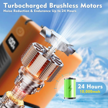 10000mAh Draagbare Middellyfwaaier met Flitslig - 5 Spoed - Oranje En Wit