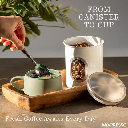 Mixpresso 3-stuk wit houerstelle vir die kombuis, lugdigte houerstel met deursigtige venster, stoorpotte vir koffiehouer, tee-organiseerder en suikerhouer, wit kombuishouers