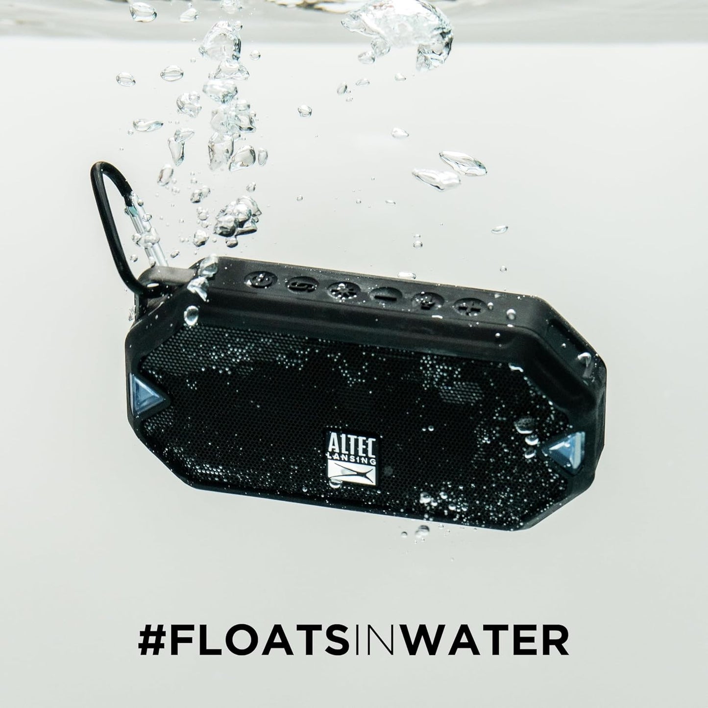 Altec Lansing - HydraMini koordlose Bluetooth-luidspreker, IP67 waterdigte USB C herlaaibare battery met 6 uur speeltyd, kompak, skokbestand, sneeubestand, allesbestand (swart)