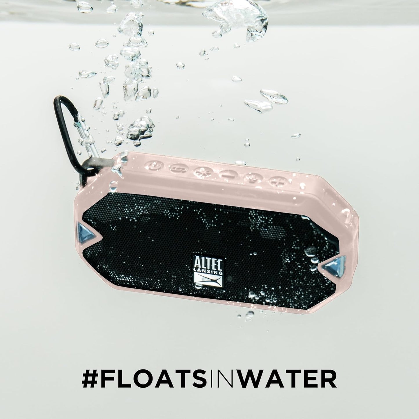 Altec Lansing - HydraMini Draadlose Bluetooth-luidspreker, IP67 Waterdigte USB C Herlaaibare Battery met 6 Uur Speeltyd, Kompak, Skokbestand, Sneeubestand, Allesbestand (Petal Pink)