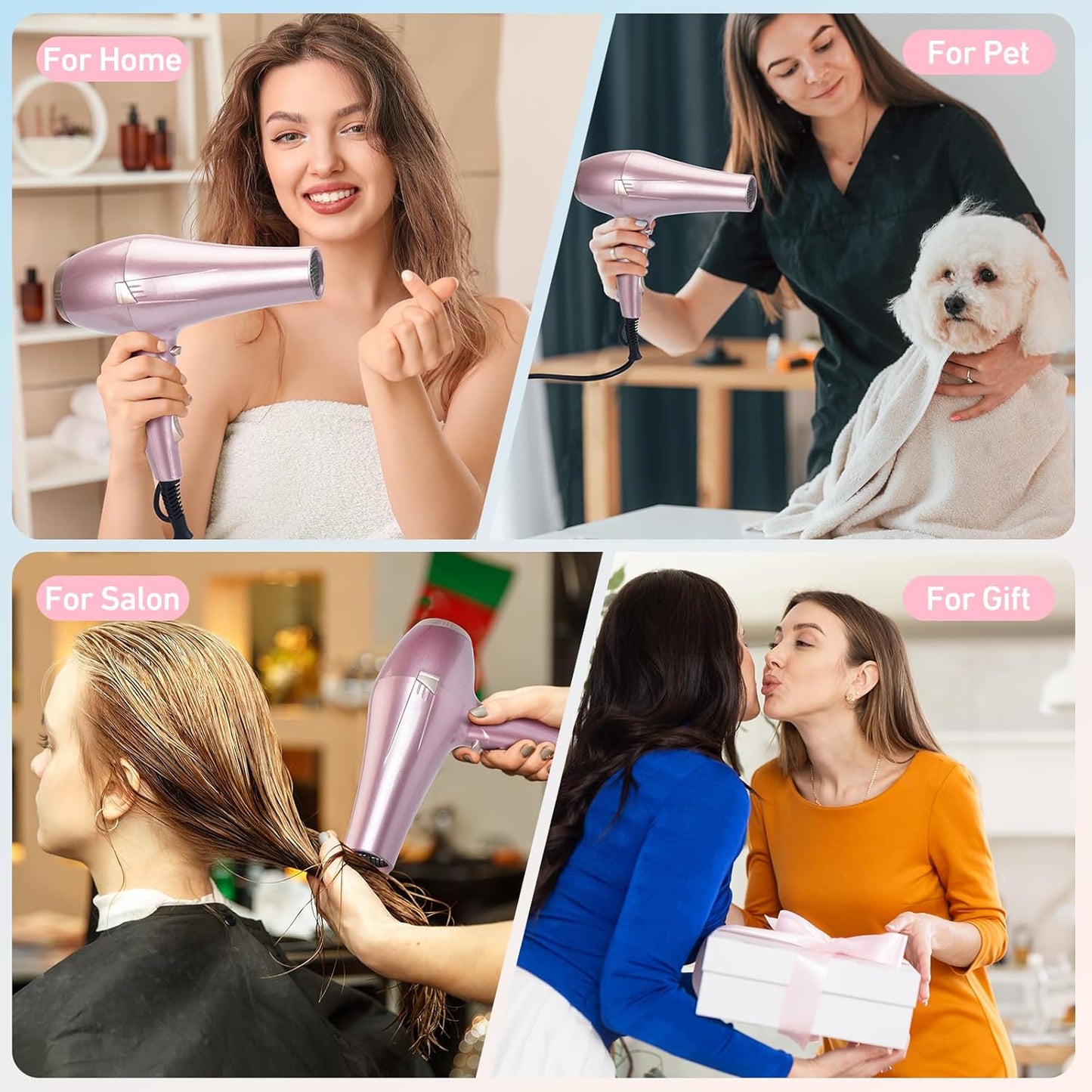 CONFU Haardroër, Professionele Ioniese Salon Haardroër met Diffuser vir Vroue en Mans, 5X Vinnige Droging, Kragtige en Stil Haardroër vir Vinnige en Maklike Stilering (1875 Watt)