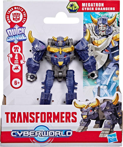 Transformers CYBERWORLD Megatron Cyber Changers 4-Inch Action Figure, Quick Change to Bull Mode, Robot Toys - (6 and Up)