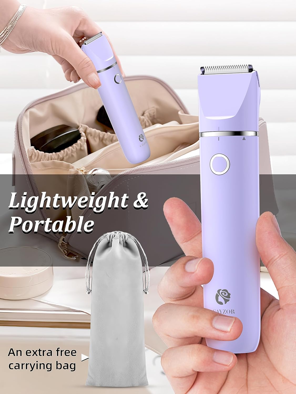 Bikini Trimmer and Shaver Kit - 2-in-1 Wet/Dry Electric Body Hair Trimmer Facial Hair Removal Cordless Waterproof (Purple)