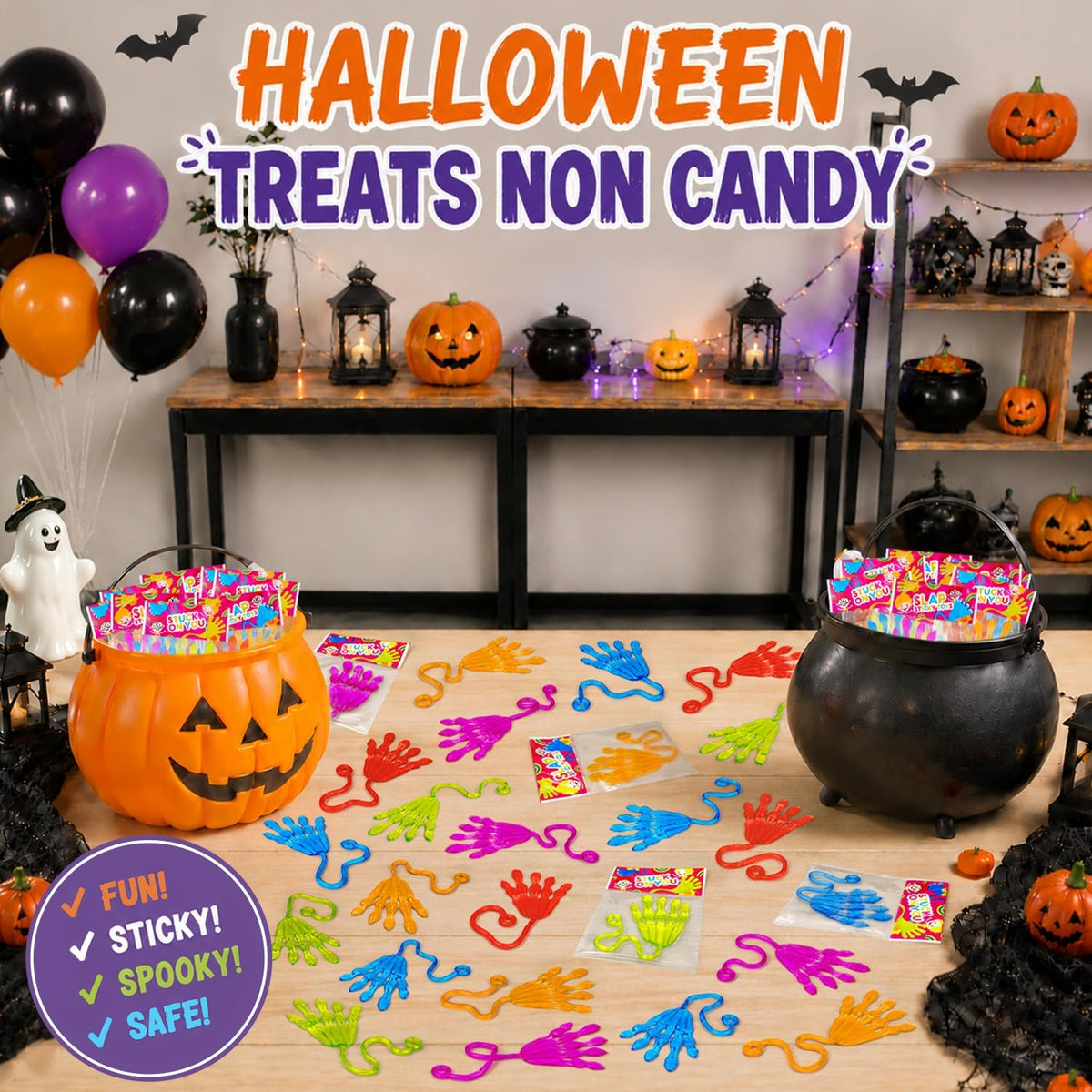 Halloween Sticky Hands Party Favors 24-60 PCS, Trick or Treat Toys for Kids