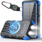 Solar Charger Power Bank 49800mAh Wireless Charger QC 3.0 Fast Charging Power Bank 8 Outputs 4 Inputs Solar Portable Charger Compatible with All Mobile Devices,SOS/Strobe/Strong Flashlights (Blue)