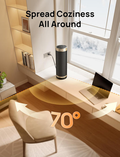 Ruimteverwarmer, 1500W elektriese verwarmers vir binnenshuise gebruik m/ Termostaat, 70° Ossillasie, 8 Veiligheidsbeskermings, 5 Modusse, Afstandbeheer, 12H Aanskakeltydhouer