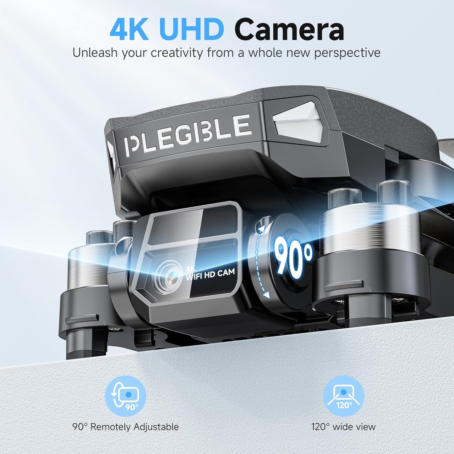 Drones w/ Camera 4K, Brushless Motor Drone for Beginners, FPV Foldable RC Quadcopter w/ 3 Batteries