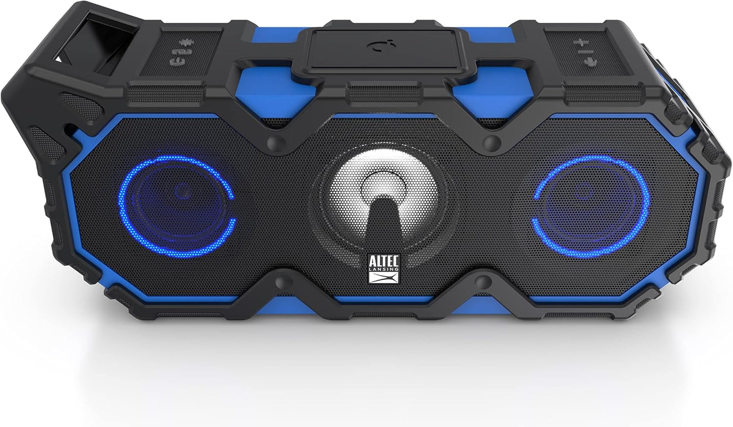 Altec Lansing Super Lifejacket Jolt – Waterdigte Bluetooth-luidspreker, Duursame en Draagbare Luidspreker met Qi Koordlose Laai en Aanpasbare Ligge, Koordlose Luidspreker vir Reis- en Buiteluggebruik Besoek die Altec Lansing-winkel