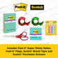 Back to School and Office Supplies -Post-it and Scotch Essentials Pack Includes Post-it Super Sticky Notes, Flags, Scotch Magic and Super Hold Tape, and Multi-Purpose Scissors