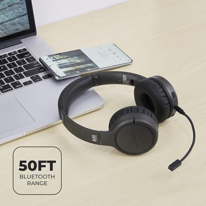 Altec Lansing Nanophones ANC Bluetooth Draadlose Aktiewe Geraasdempende Oorfone Op-Oorfone 12 Uur Batterylewe, Opvoubare Oorkoppies, Verwyderbare Mikrofoon vir Werk en Leer van die Huis af (Grys)