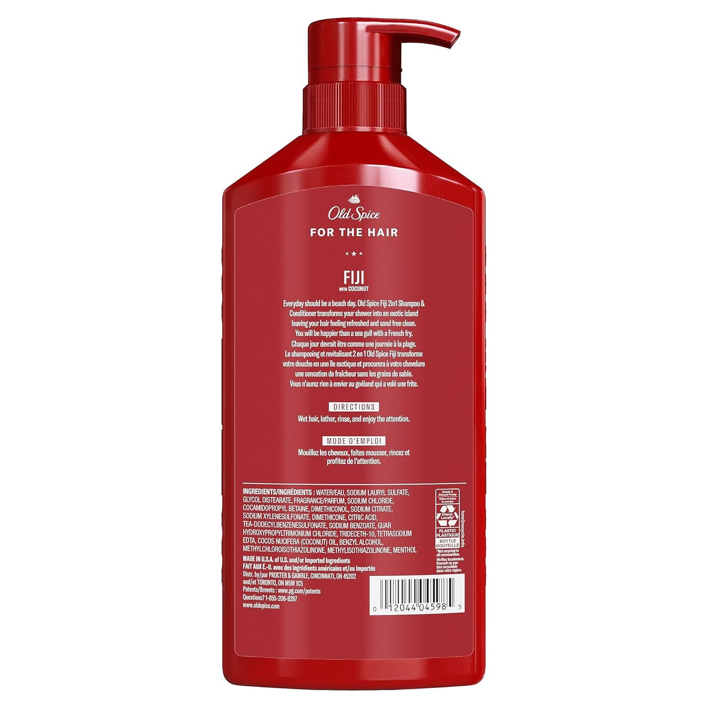 Old Spice Men's 2-in-1 Shampoo and Conditioner - Fiji, Coconut & Tropical Wood Scent (Twin Pack)