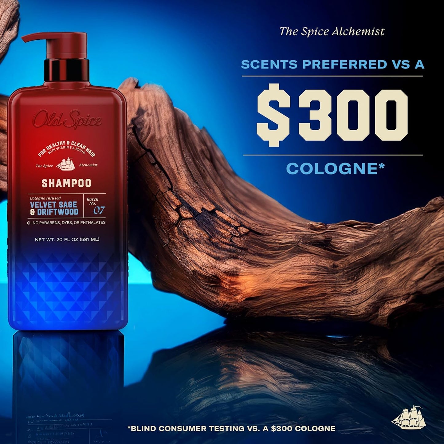 Old Spice Men's Shampoo, The Spice Alchemist Collection, 24/7 Cologne-Infused Velvet Sage & Driftwood Scent, Free of Parabens & Phthalates