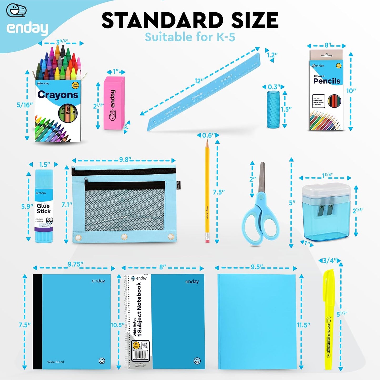 Back to School Supplies for Kids, Blue School Supply Box Premium Quality Kids School Supplies Kit, Kindergarten School Supplies for Girls and Boys, 78 Piece Set
