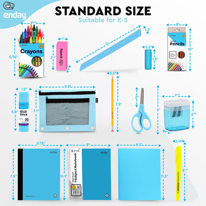 Back to School Supplies for Kids, Blue School Supply Box Premium Quality Kids School Supplies Kit, Kindergarten School Supplies for Girls and Boys, 78 Piece Set