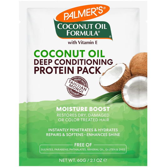 Palmer's Coconut Oil Formula Moisture Boost Protein Pack, Hair Treatment for Dry, Damaged, Over-Processed and Colored Hair, 2.1 oz (Pack of 12)