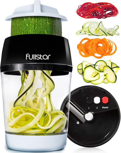 Fullstar Mandoline Skyfie- en Groentesnyer, Courgette-noedelmaker, Uie- en Koskapper, Groente-spiraalsnyer en -rasper (4-in-1)