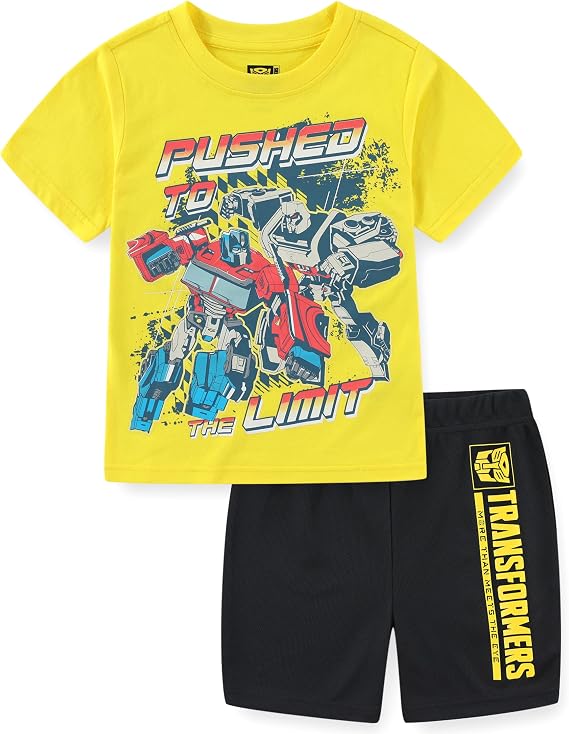 Transformers Boys Short Sleeve T-Shirt and Mesh Short Set for Big Kids