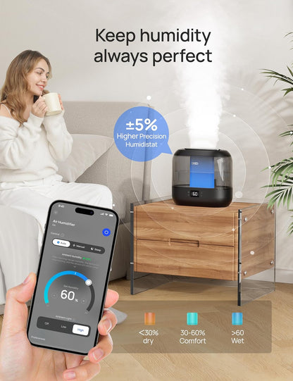 Bevochtigers Bo-Vul 4L Slim Koelmis met Olieverspreider, Patroon, Naglig, 36H Looptyd, Stil Ultrasoniese Bevochtigers - Ebbenhout
