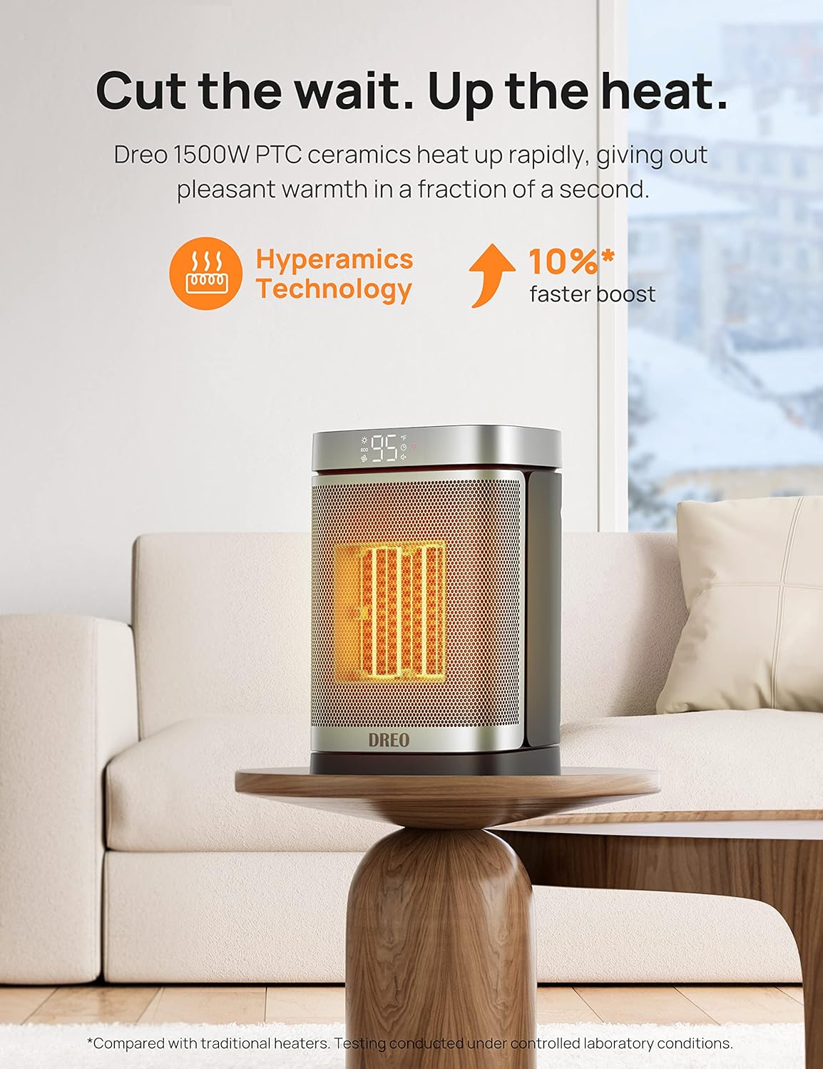 Ruimteverwarmer 1500W Veilig en Stil PTC Keramiekverwarmer, 5-35°C Digitale Termostaat, 70°Ossillerend, Afstandbeheer, ALCI Veiligheidsproppie, 12h Tydhouer, 5 Modusse