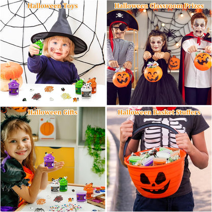 Halloween Slime Kit Toys for Kids 4-12 PCS, Non Candy Treats Party Favors