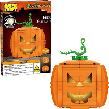 Brickcraft Brick O’-Lantern Building Kit, 233 Pieces | Halloween Pumpkin