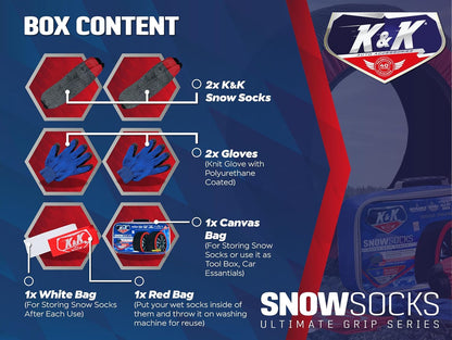 SneeuSokke vir Bande Pro Series Uiteindelike Greep Sneeu Trekkragtoestel - Motors/SNV's Winter Nood (Groot)