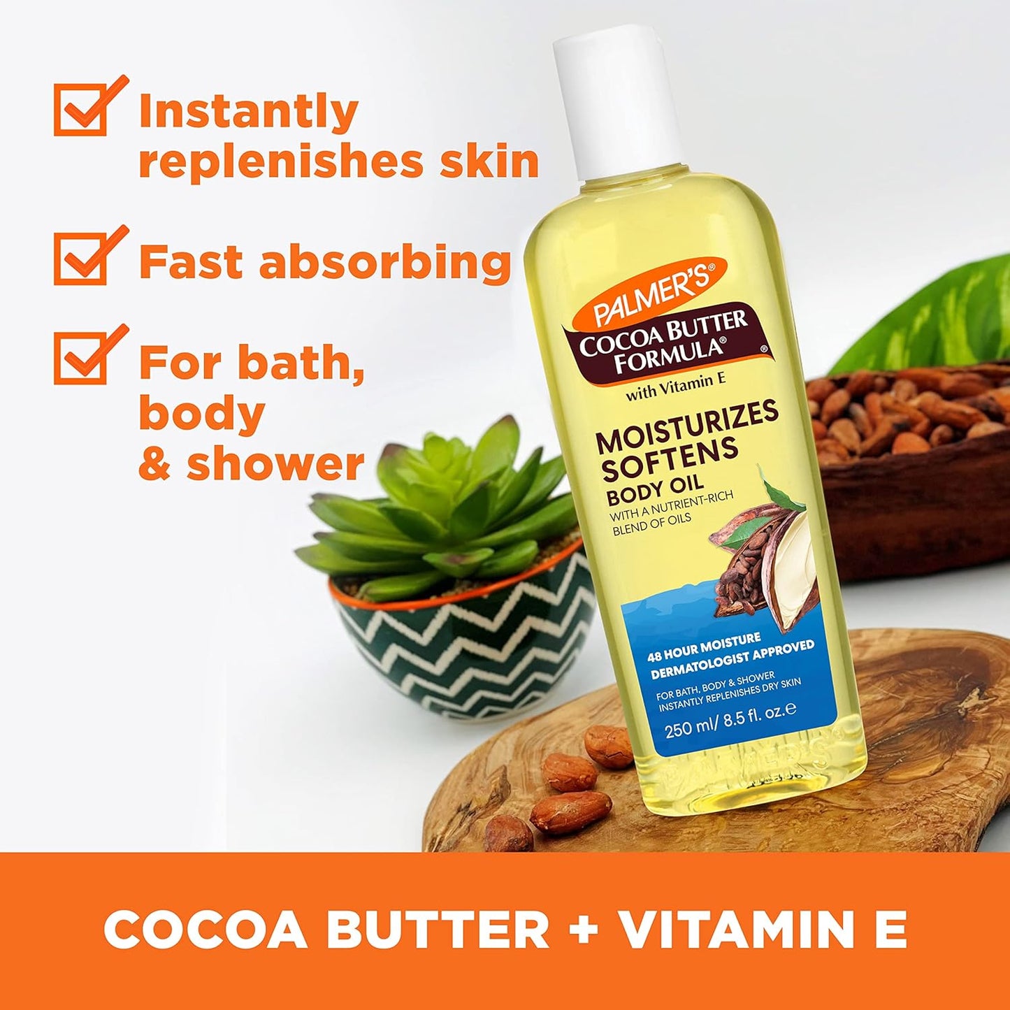Palmer's Cocoa Butter Moisturizing Body Oil w/ Vitamin E, Radiant Looking Glow and Skin Hydration - 8.5oz (Pack of 2)