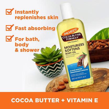 Palmer's Cocoa Butter Moisturizing Body Oil w/ Vitamin E, Radiant Looking Glow and Skin Hydration - 8.5oz (Pack of 2)
