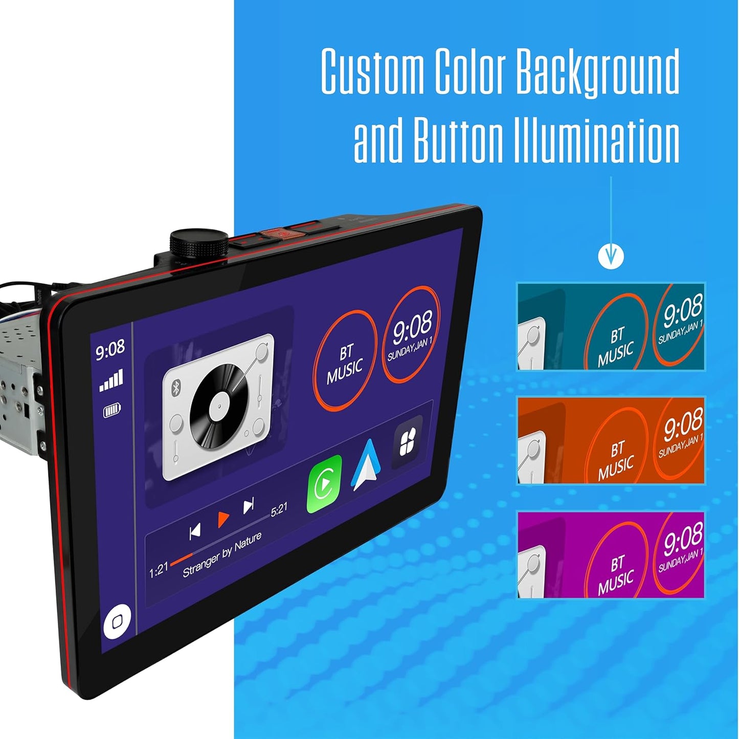Single Din 11.6" Touchscreen Receiver Wireless Apple Carplay Android Auto Bluetooth | Backup Camera Input | USB Playback & Charge