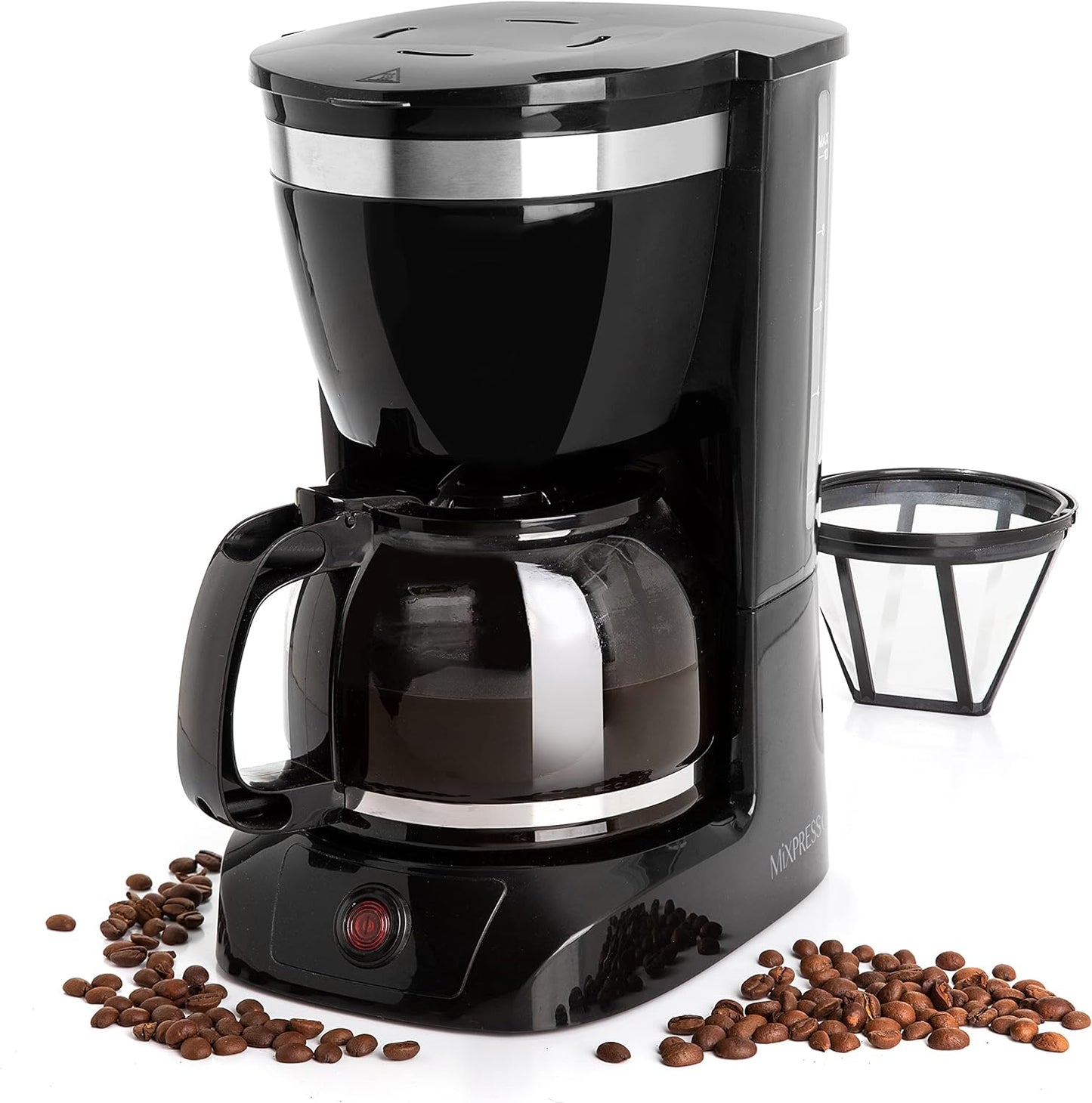 Mixpresso 10-Koppie Drupkoffiemaker, Swart Koffiepot Met Herbruikbare Filter
