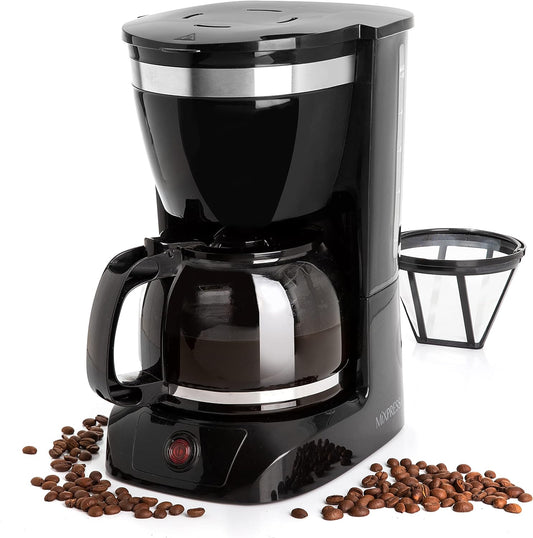 Mixpresso 10-Koppie Drupkoffiemaker, Swart Koffiepot Met Herbruikbare Filter