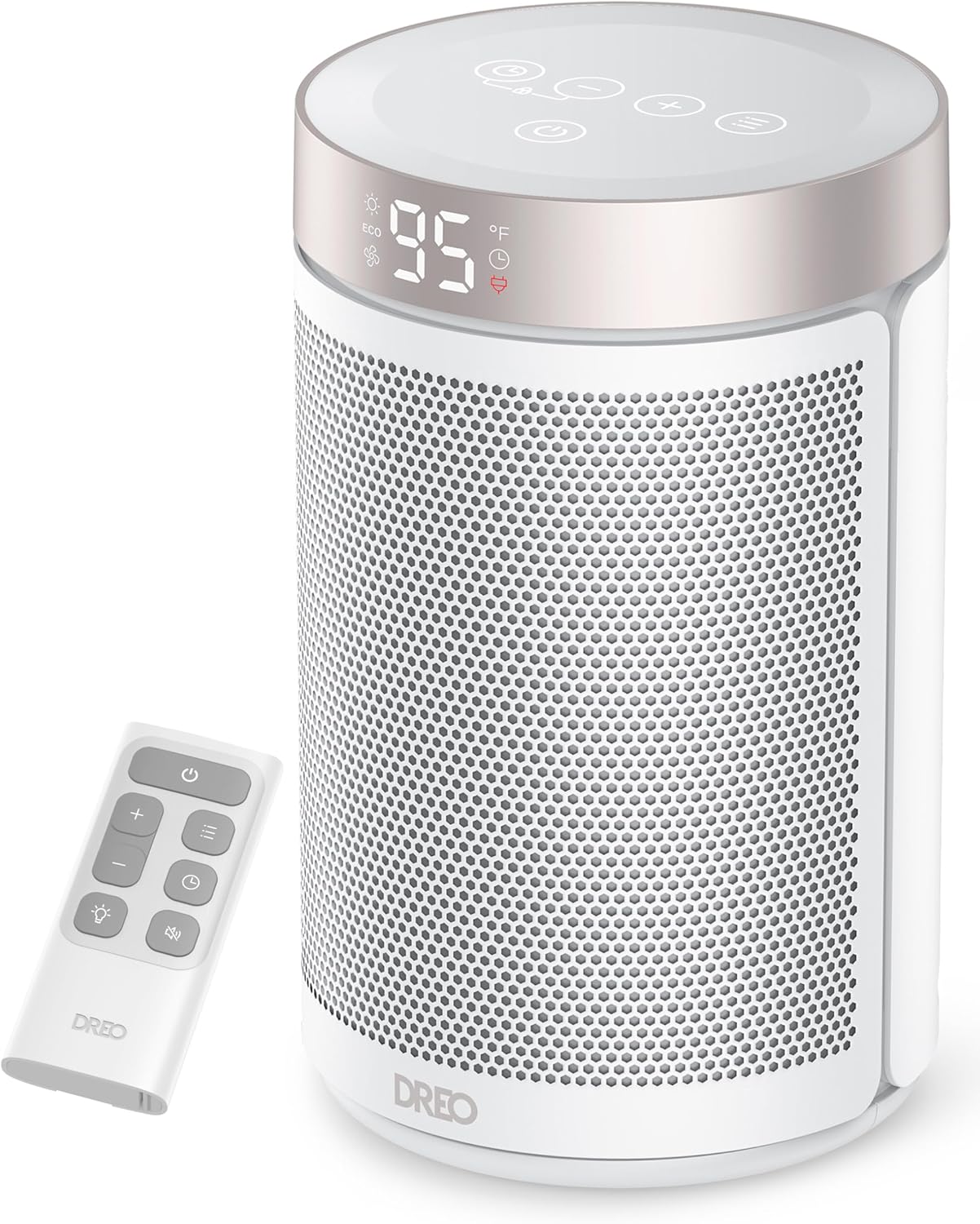 Portable Electric Space Heaters for Indoor Use with Thermostat and Remote Digital Display, 12H Timer, 5 Mode, 1500W PTC Ceramic - WHITE