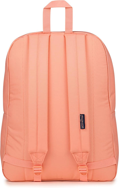 JanSport SuperBreak One Backpack - Durable, Lightweight Bookbag with 1 Main Compartment, Front Utility Pocket with Built-in Organizer - Premium Backpack, Peach Bum