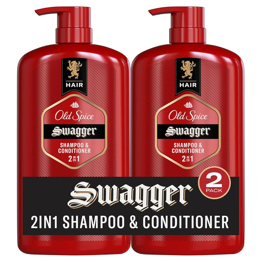 Old Spice Men's 2-in-1 Shampoo and Conditioner - Swagger Cedarwood Lime Scent (Twin Pack)
