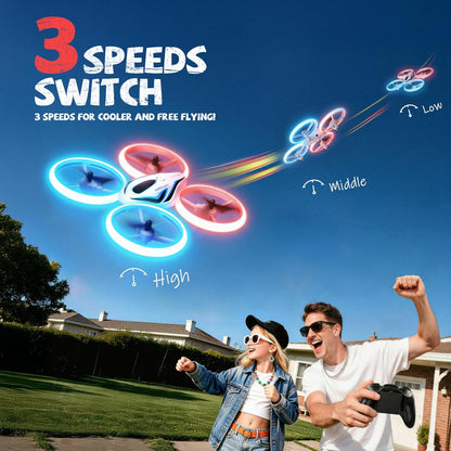Drone for Kids & Adult, 3 Batteries 24 Min Flight Time, Anti-Collision RC Quadcopter w/ LED Light, Altitude Hold, Easy to Fly Kids Gifts for Boys & Girls Ages 14+