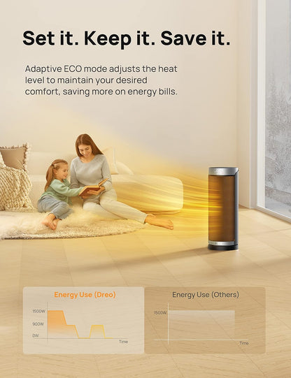 Ruimte Draagbare Verhitter vir Binnenshuise Gebruik, Elektriese Verhitter met Afstandsbeheer 16 duim Opgedateerde 1500W Vinnige Verhitting met Termostaat, 70°Ossillerend