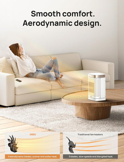 Verwarmer 1500W Veilig en Stil PTC Keramiekverwarmer, 5-35°C Digitale Termostaat, 70°Ossillerend, Afstandbeheer, ALCI Veiligheidsproppie, 12h Tydhouer, 5 Modes - Wit
