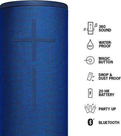 Ultimate Ears MEGABOOM 3 Portable Wireless Bluetooth Speaker (Powerful Sound + Thundering Bass, Bluetooth, Magic Button, Waterproof, Battery 20 Hours) - Lagoon Blue