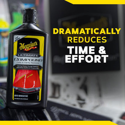 Meguiar’s Ultimate Compound, Professionele motorskraapverwyderaar vir verfkorreksie, verwyder draaikolkmerke en defekte (450 ml)