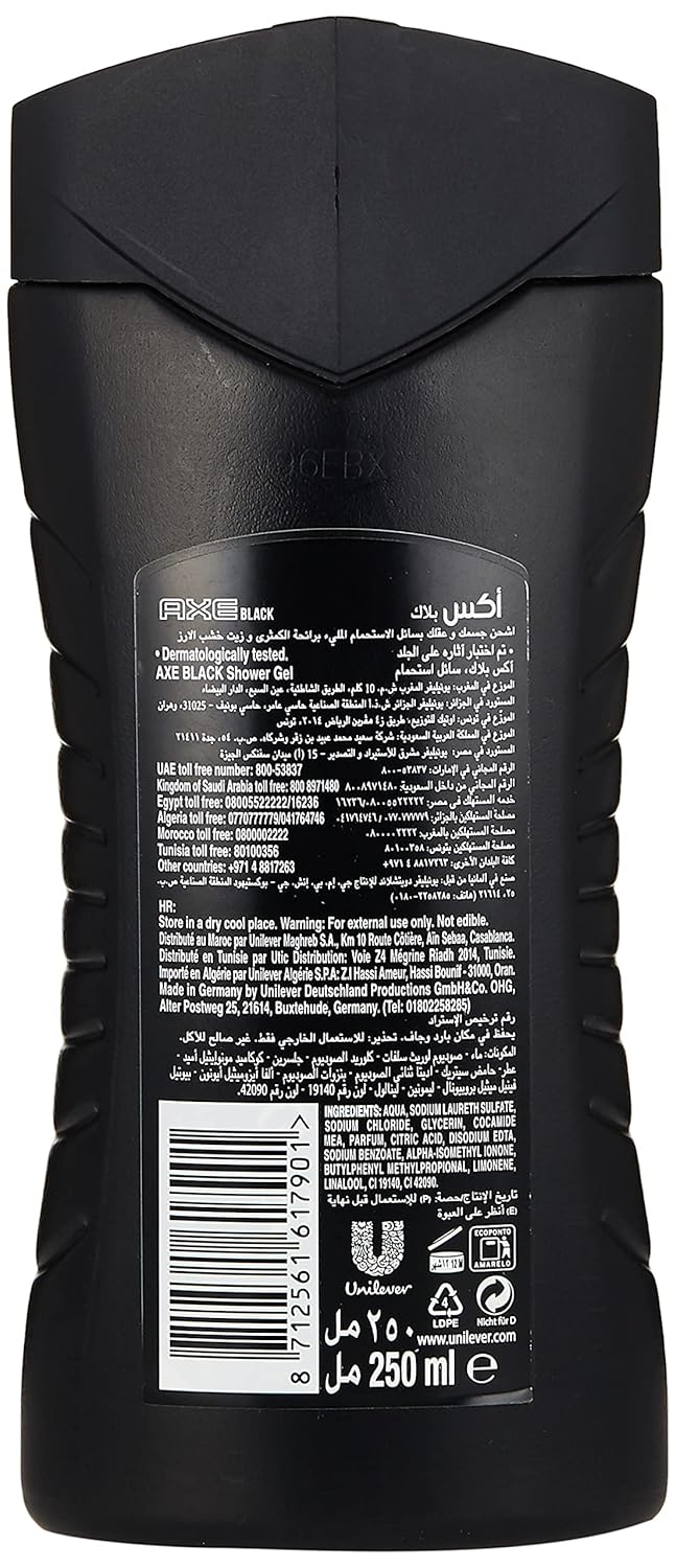 Axe Black Shower Gel for men 12Hr Refreshing Fragrance (8.5 oz)