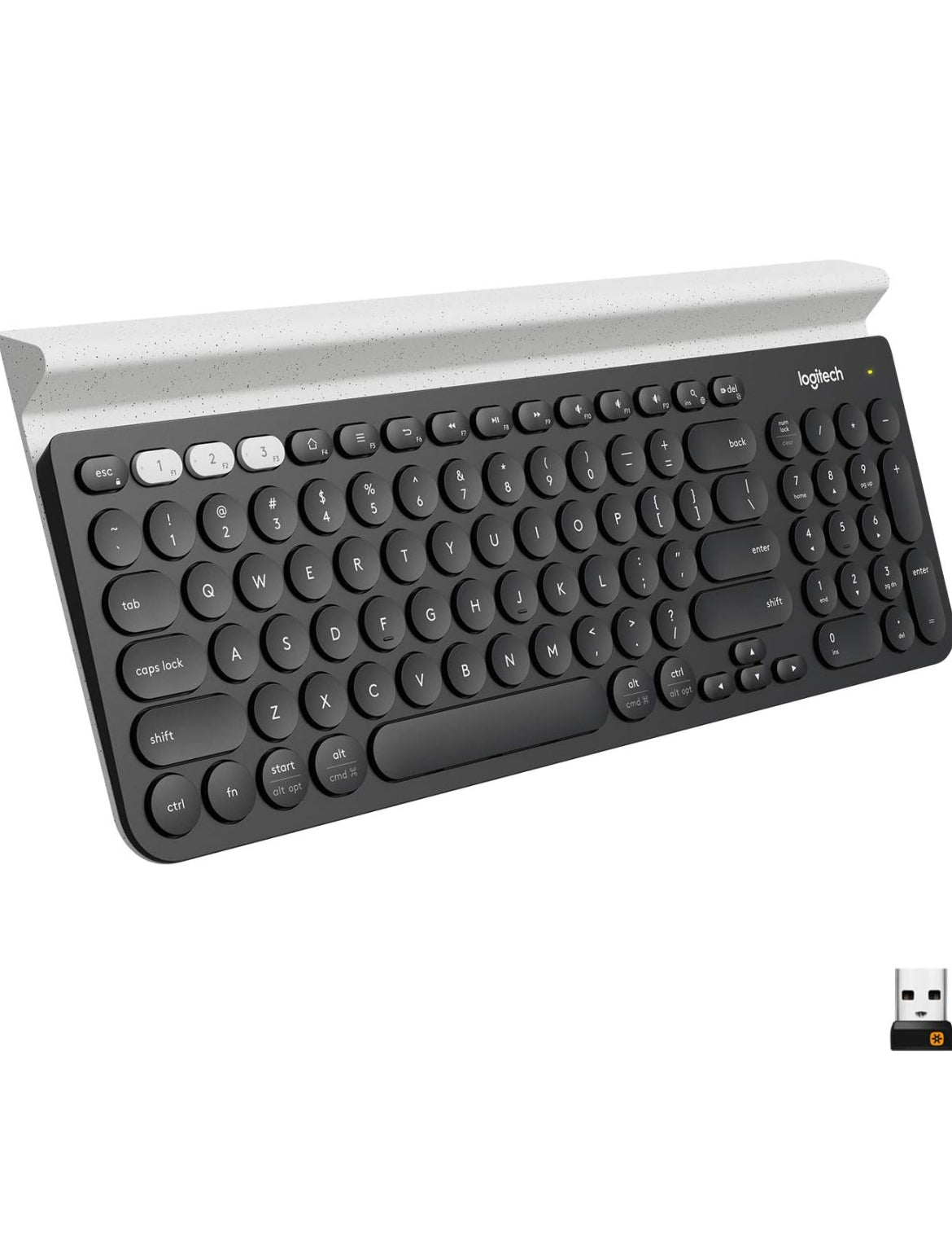 Logitech K780 Multi-Device Wireless Keyboard for Computer, Phone and Tablet – FLOW Cross-Computer Control Compatible - Speckles, White
